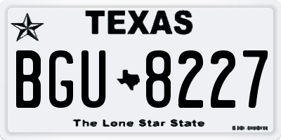 TX license plate BGU8227