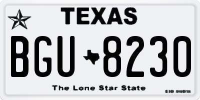 TX license plate BGU8230