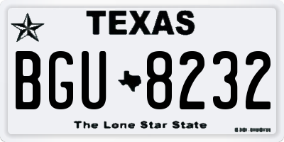 TX license plate BGU8232