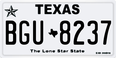 TX license plate BGU8237