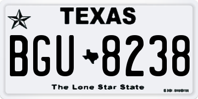 TX license plate BGU8238