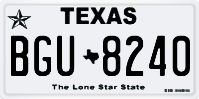 TX license plate BGU8240