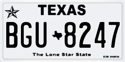 TX license plate BGU8247