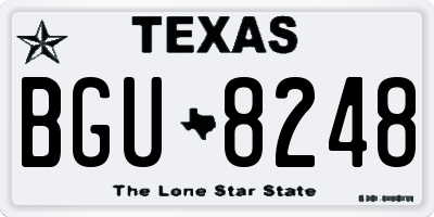 TX license plate BGU8248