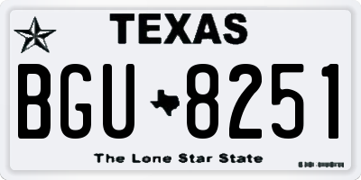 TX license plate BGU8251