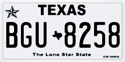 TX license plate BGU8258