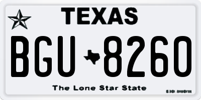 TX license plate BGU8260