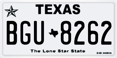 TX license plate BGU8262