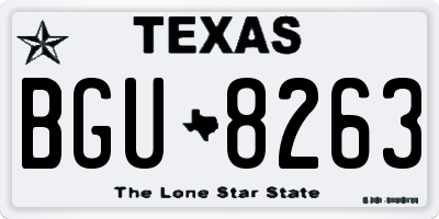 TX license plate BGU8263