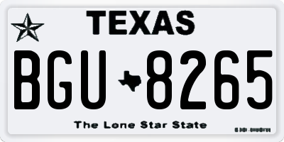 TX license plate BGU8265