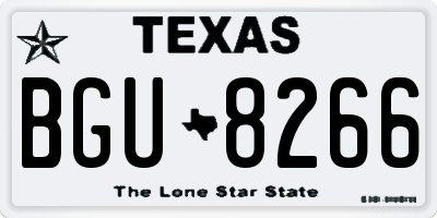 TX license plate BGU8266