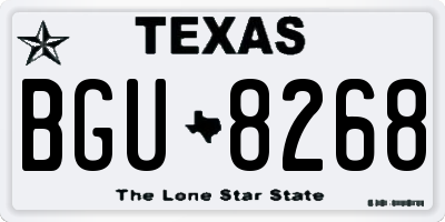 TX license plate BGU8268