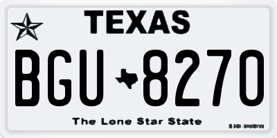 TX license plate BGU8270