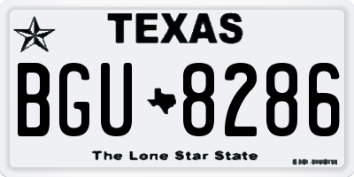TX license plate BGU8286