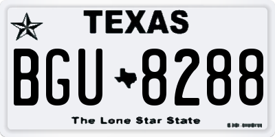 TX license plate BGU8288
