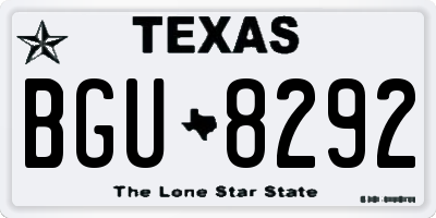 TX license plate BGU8292