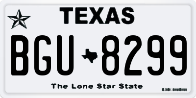 TX license plate BGU8299