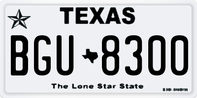 TX license plate BGU8300