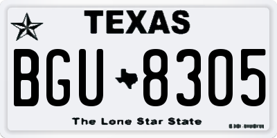 TX license plate BGU8305