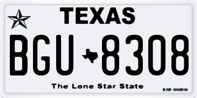 TX license plate BGU8308