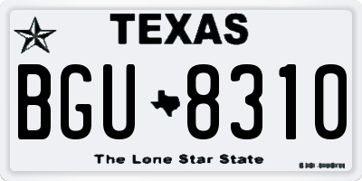 TX license plate BGU8310