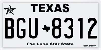TX license plate BGU8312