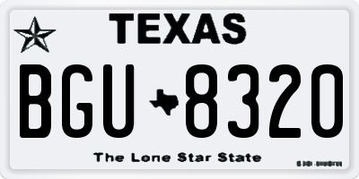 TX license plate BGU8320