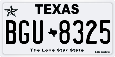 TX license plate BGU8325