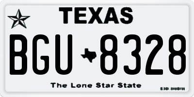 TX license plate BGU8328