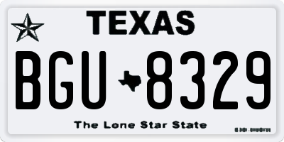 TX license plate BGU8329
