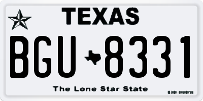 TX license plate BGU8331