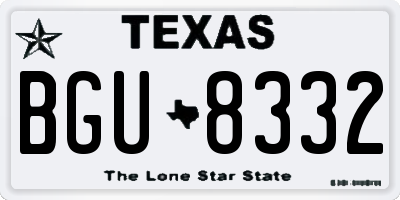 TX license plate BGU8332