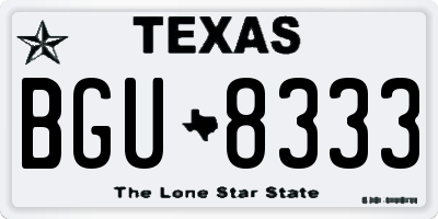 TX license plate BGU8333