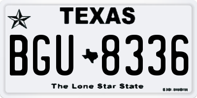 TX license plate BGU8336