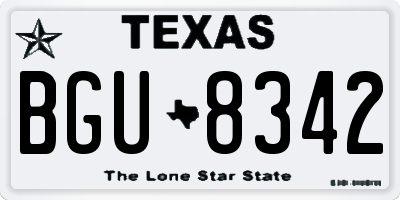 TX license plate BGU8342