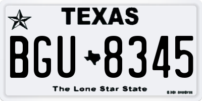 TX license plate BGU8345