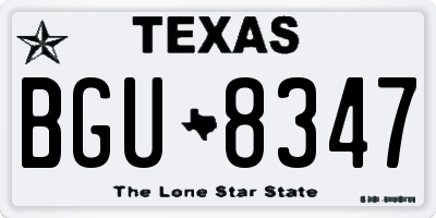 TX license plate BGU8347