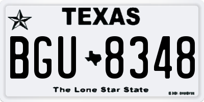 TX license plate BGU8348