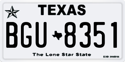 TX license plate BGU8351