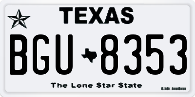 TX license plate BGU8353