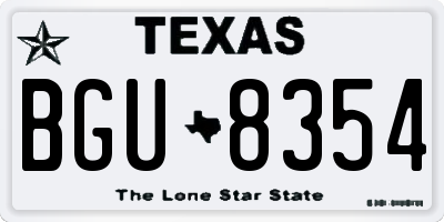 TX license plate BGU8354
