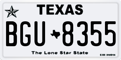 TX license plate BGU8355