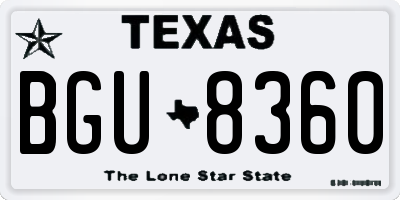 TX license plate BGU8360