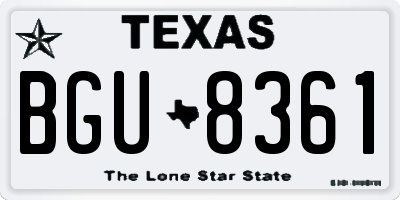 TX license plate BGU8361