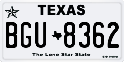 TX license plate BGU8362