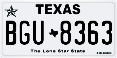 TX license plate BGU8363