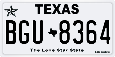 TX license plate BGU8364
