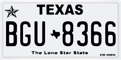 TX license plate BGU8366