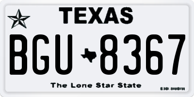 TX license plate BGU8367