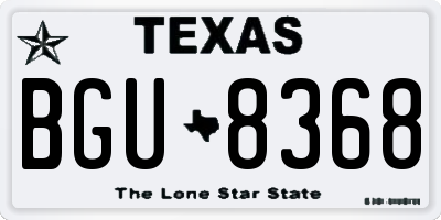 TX license plate BGU8368